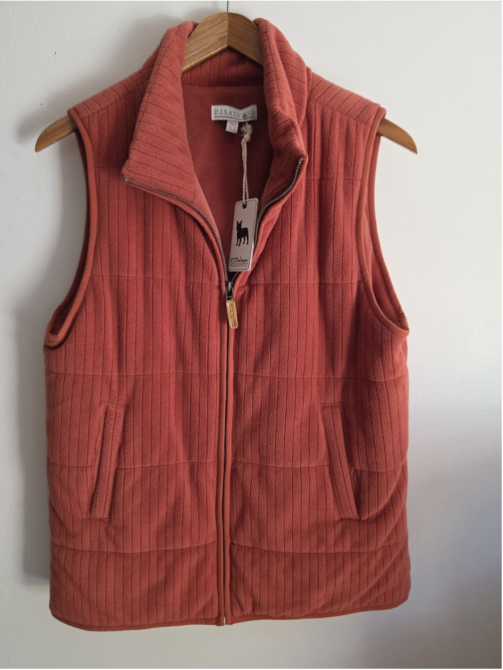 NWT PJ Salvage Cozy Cuddlers Microfiber Vest Rust Quilted Full Zip Medium